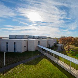 Campus building with sunny sky